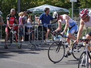 Changing onto the bike at the Cologne226halt triathlon